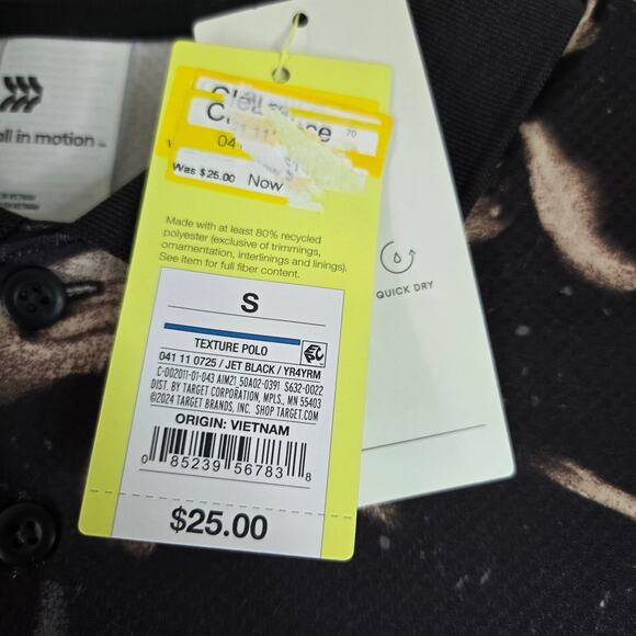 All in Motion Polo Shirt Mens Moisture Wicking Floral Golf Shirt Small 0611 - Picture 5 of 10